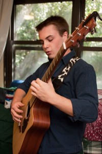 Sophomore Erik Caron plays the guitar last Saturday in Terrace 3. He and his band, the Erik Caron Connection, now have a CD available on iTunes.  Emily Park/The Ithacan