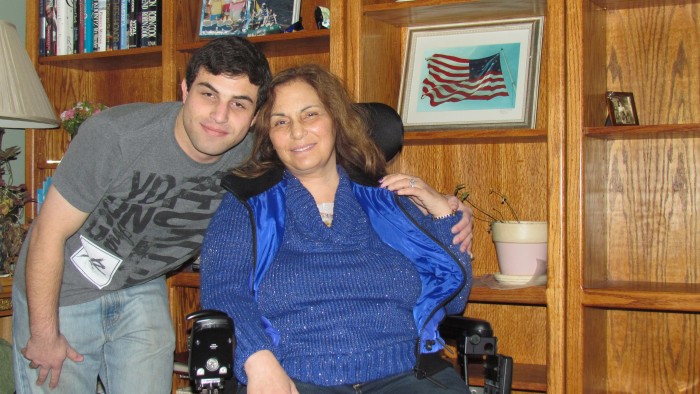 From left, senior Michael Kaneff poses with his mother, Judy. She suffers from myotonic muscular dystrophy, which is a genetic condition characterized by deterioration of muscle tissues.