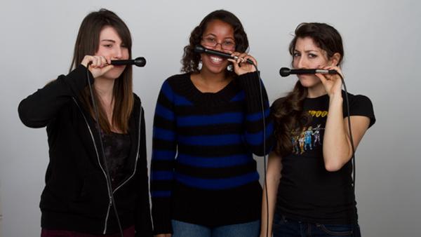 From left, juniors Brennan Banta and Kristen Shepherd and senior Alyssa Onofreo act silly during a photo shoot.