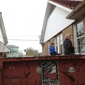 From left, seniors Jenna Jablonski and Emily Nowels work to rebuild a home that was destroyed in Hurricane Katrina. Jablonksi argues student volunteerism can help rebuild the often forgotten city. Courtesy of Jenna Jablonski 