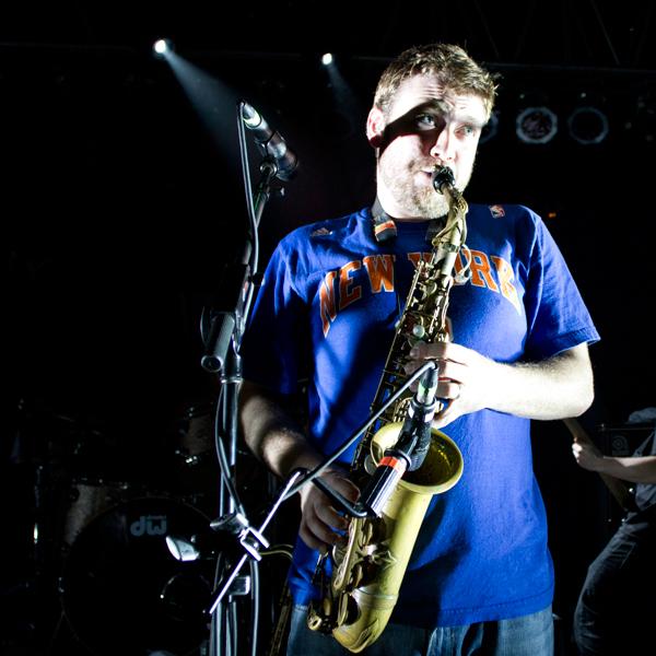 Tenor saxophone player Jim Conti plays during the Streetlight Manifesto show. This marks the band’s final tour. 