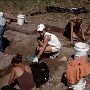 Students from Ithaca College work to excavate the Corey site, a 16th century Cayuga village about 25 miles north of Ithaca. Jack Rossen, an associate professor, studied the remains from this area. Courtesy of Jack Rossen