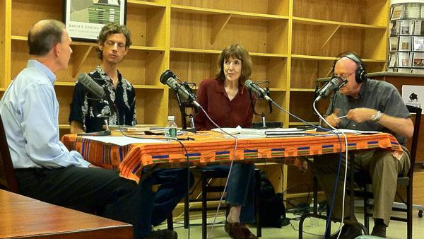 From left, Stephen Yale-Loehr, Jay Leeming, Gail Holst-Warhaft and Bill Jaker record WSKG’s Off the Page at Buffalo Street Books at Spring Writes 2012. This year’s Spring Writes festival will begin May 3.