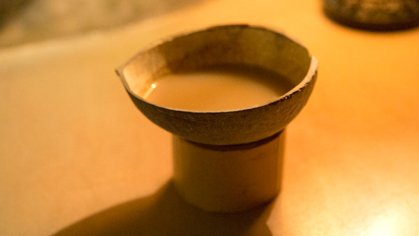 Kava is a plant Mystic Water imports from the South Pacific, and the drink is served in a hollowed-out coconut. 