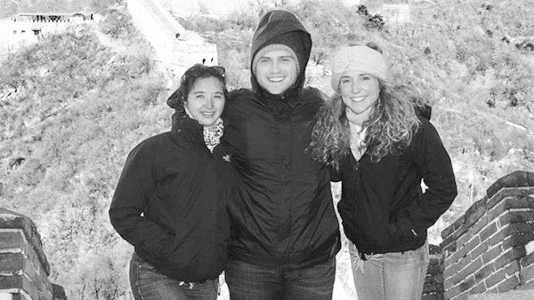 From left, senior Kelly Parker poses with senior Bryn Pilney of Oregon State University and junior Hayley Wilkins of Western Kentucky University on the Great Wall of China during a port stop during their Semester at Sea.