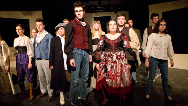 The cast of “Sweeney Todd” rehearses in Risley Hall on Oct 28. Performances are held Oct. 31-Nov. 7.