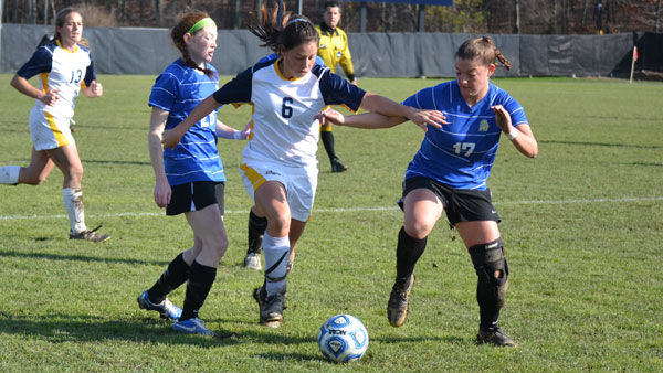  Junior forward Jackie Rodabaugh takes possession of the ball during the game against Misericordia University on Nov. 17, 2012. 