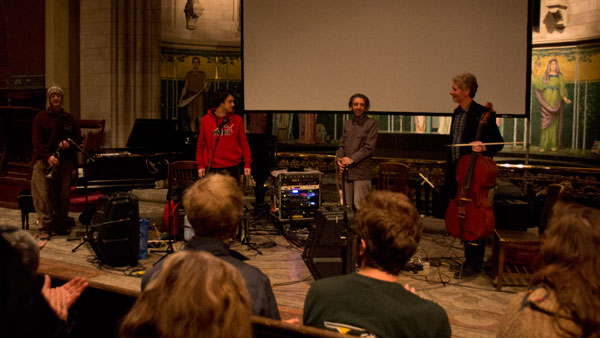The Cloud Chamber Orchestra played along with a screening of Grass: A Nations Battle for Life, Jan. 28 at Sage Chapel
