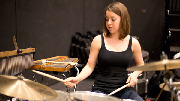 Senior Jessie Linden, a music theory and performance major, specializes in percussion and said she hopes to  combine her passion for music and theater and continue playing for live theater productions after graduation.