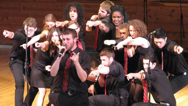 IC Voicestream, a coed a cappella group, performs during the semifinal round of the International Championship of Collegiate A Cappella on March 29 at Rutgers University. The group did not qualify for the final rounds in New York City.
