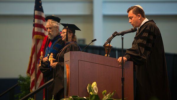 Jewish Chaplain Igor Khokhlov opens the Convocation ceremony Aug. 25 with words of welcome.