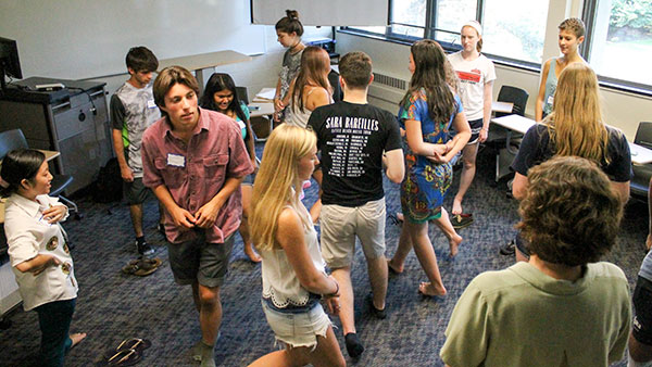 Students in the Quest for a sustainable future theme participate in a group activity on Aug. 25 in Friends 302 as part of the ICC Theme Kick-Off Events.