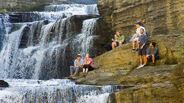 Members of Explore Magazine gather at Six Mile Creek on Sept. 14. Explore Magazine is a new publication on campus which aims to publish articles about outdoor activities in Ithaca.