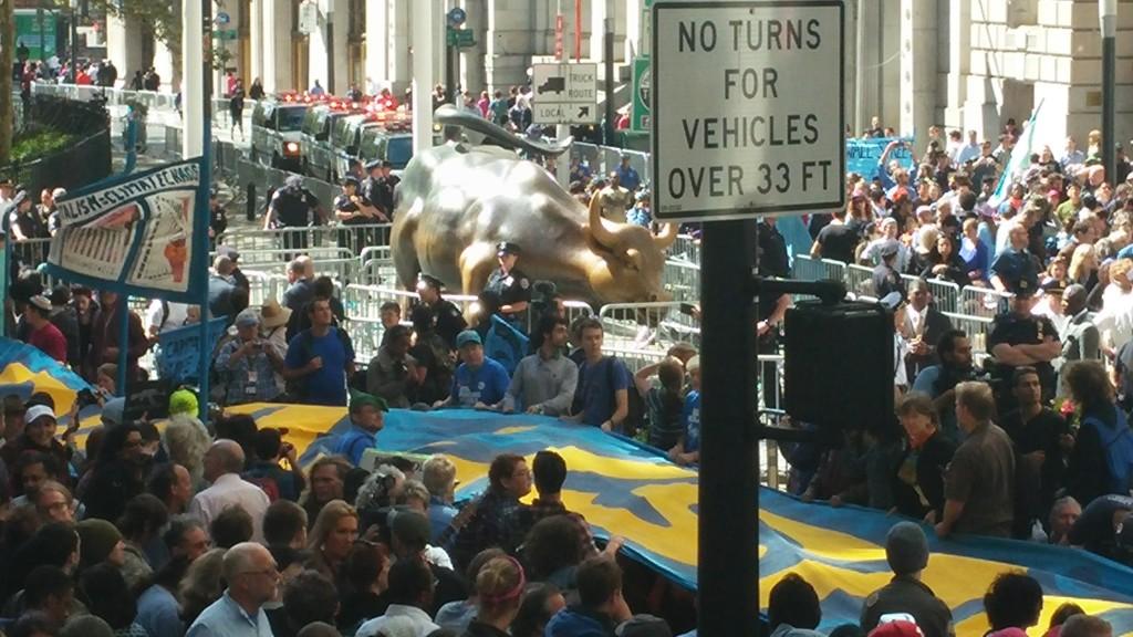 The sit-in on Broadway around the Bull