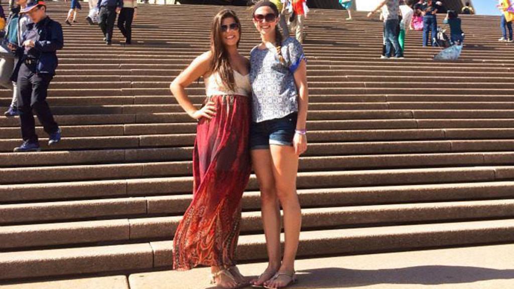 From right, junior Ashley Chanatry stands with her friend, Elisabeth Marchbanks, in front of the Sydney Opera House during her study-abroad semester in Sydney, Australia.