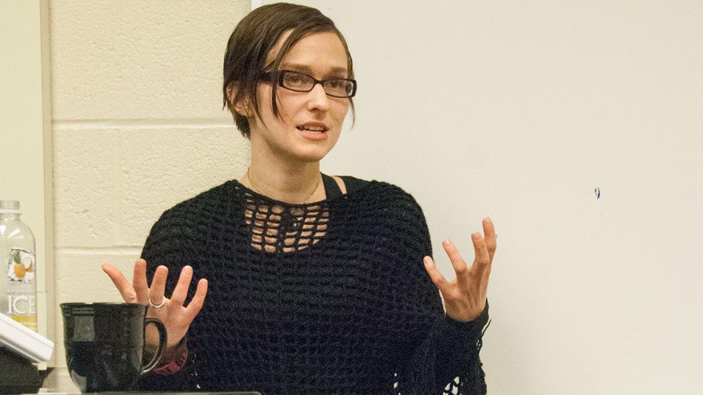 Keri Blakinger, a senior English major at Cornell University and former prison inmate, spoke at Ithaca College in a discussion hosted by IC Books Thru Bars on Dec. 8 in Friends Hall 207.