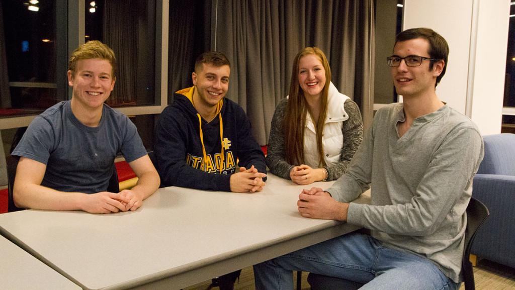 From left: Sophomores Kevin Doubleday, William Suchanek, Lenna Daniels and Gavin Dubois are the executive board of Helping Hands an organization which plans to offer students community service opportunities.  