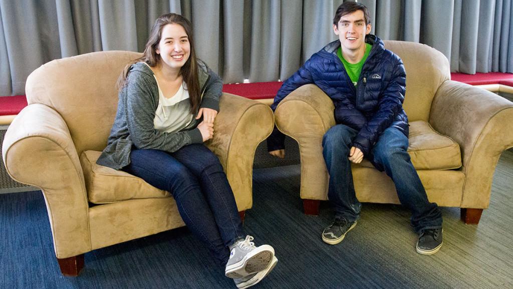 From left: transfer students Haley Brennan and Tate Dremstedt are new to Ithaca College this semester.  