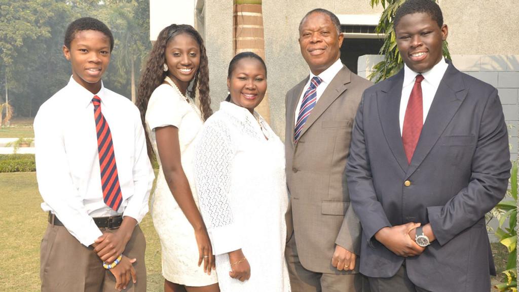 Courtesy of Steven Kobby Lartey From right, Kobby, his father Steven Lartey, his mother Jennifer Lartey, his sister Emelia and his brother Kojo pose for a family photo in Delhi, India.