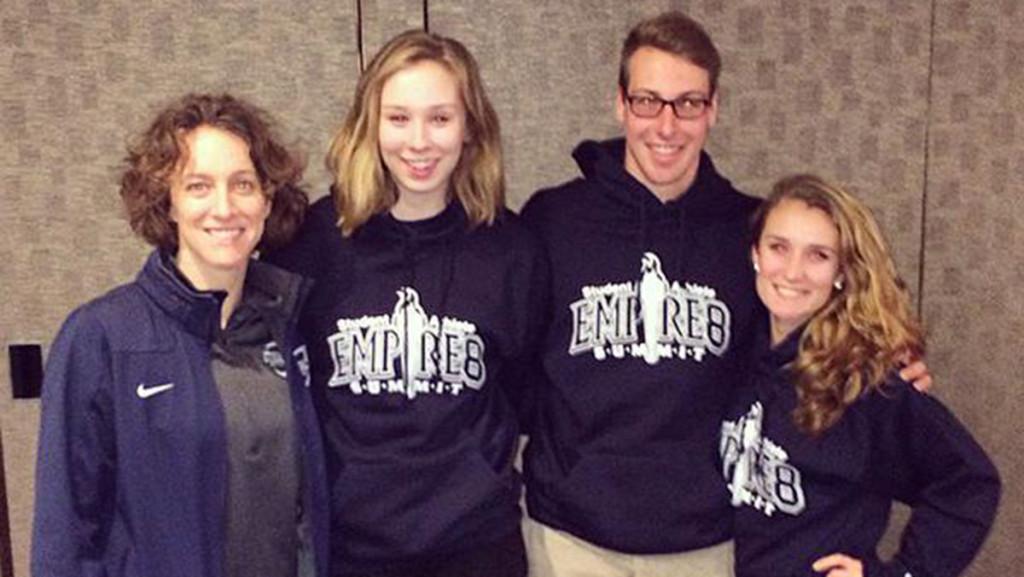From left, Michelle Manning, sophomore Siobhan Sorensen, junior Benji Parkes and sophomore Holly Niemiec attend the 2015 Empire 8 Summit.