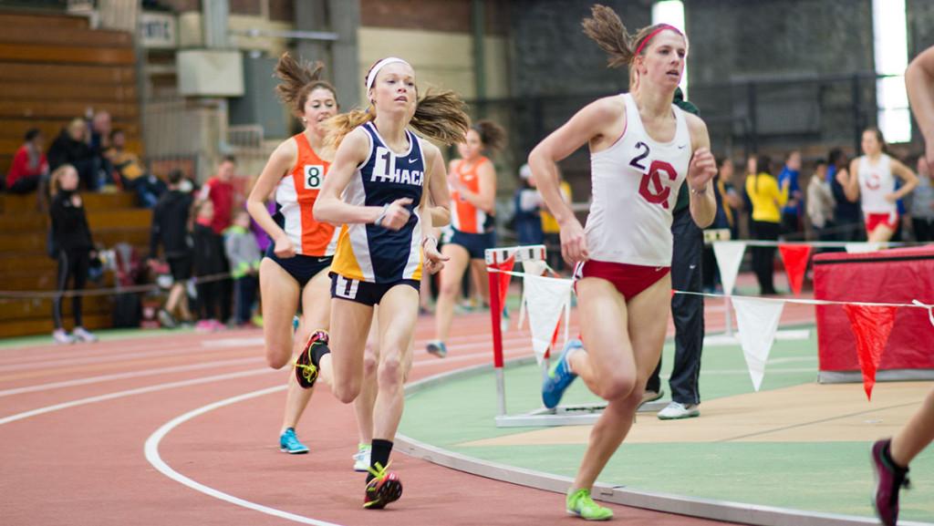 Freshman distance runner Taryn Cordani runs in the mile at the Cornell Upstate Challenge.