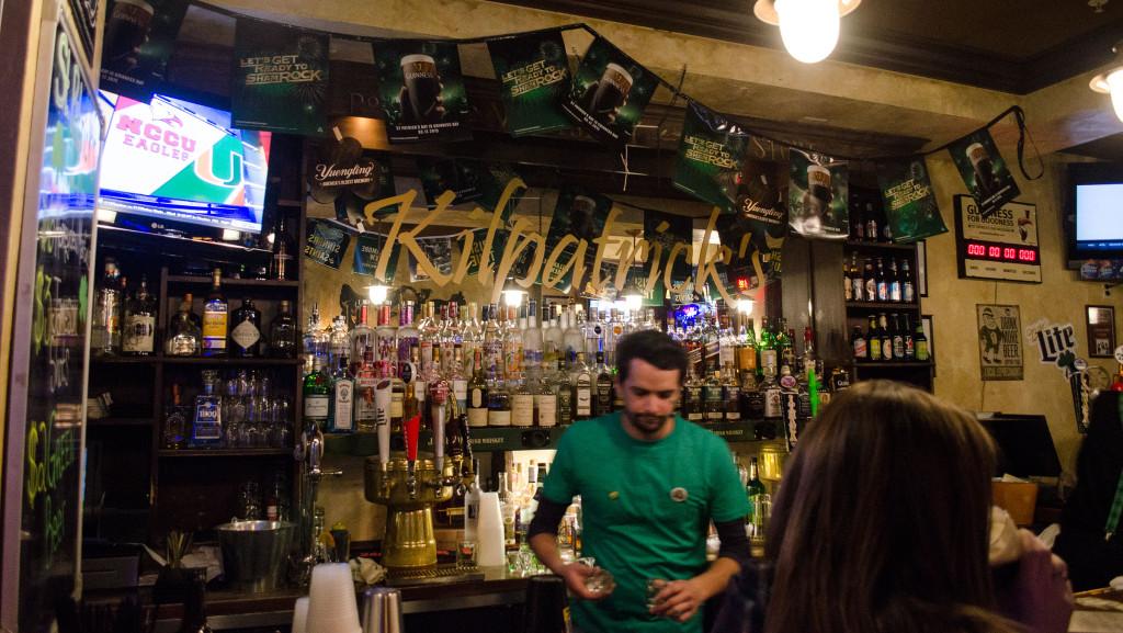 Kilpatricks Publick House celebrates St. Patricks Day on March 17. It served holiday-related drinks such as green beer pints.