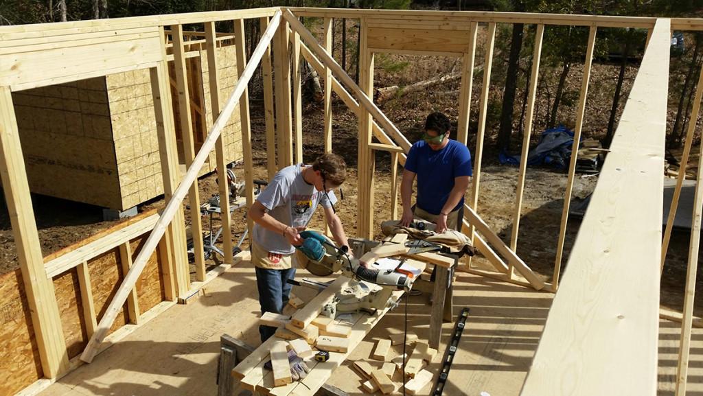 From left: Freshman Ryan Opila and sophomore Christopher Reyes both went on their first build for IC Habitat for Humanity over spring break.  