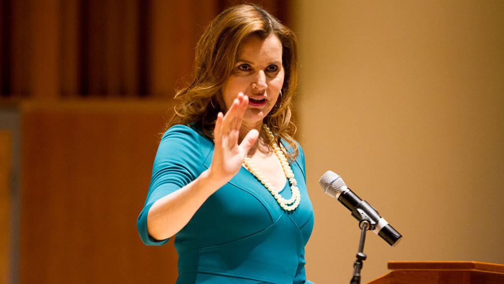 Geena Davis was the 19th Park Distinguished Visitor. The program invites esteemed individuals from important professional fields in communications to speak at the college.