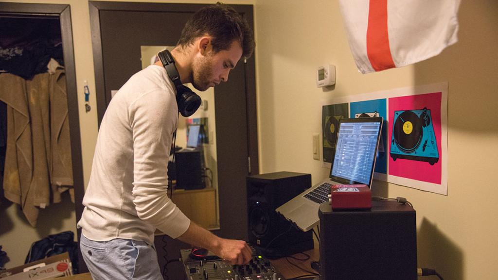 Senior Dylan Scott, known by his stage name Latimer or LTMR, works on a set April 6. His Crazy in Love remix has gained popularity on the Web, reaching publications including Hype Machine.