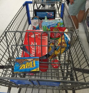 Our shopping carts were not filled with the healthiest things... but we tried!