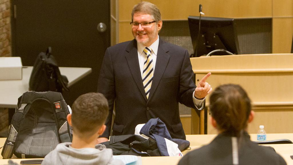 Provost Ben Rifkin addresses student during his visit to campus as a finalist for the position in Dec. 2014. During this visit, he said diversity and inclusion were important topics to him.  