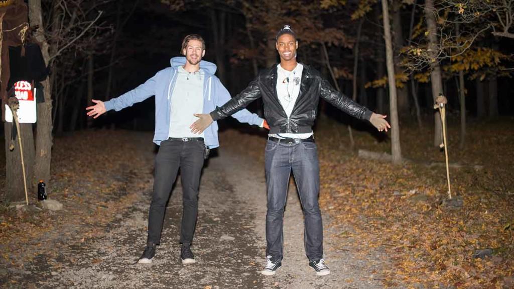 From right, junior Leonard Davis and his friend Austin Minard, a junior at Fort Lewis College in Durango, Colorado, created the business Fear Walk An Interactive Haunting Experience.