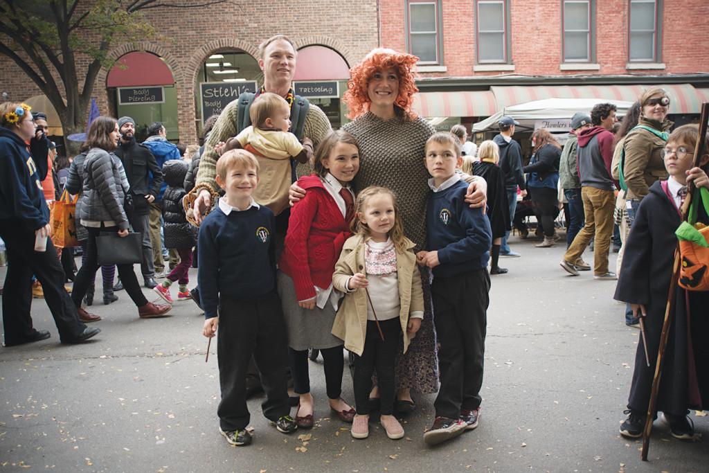 A family dressed up as the Weasley’s for Ithaca’s first Wizarding Weekend on Oct. 31 in downtown Ithaca. Amanda den Hartog/The Ithacan