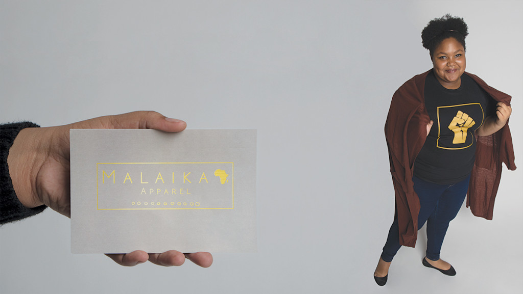 Rita Bunatal models Malaika Apparel, a Pan-African clothing line she developed to empower people of color and bridge the gap between Africans and those in the diaspora.