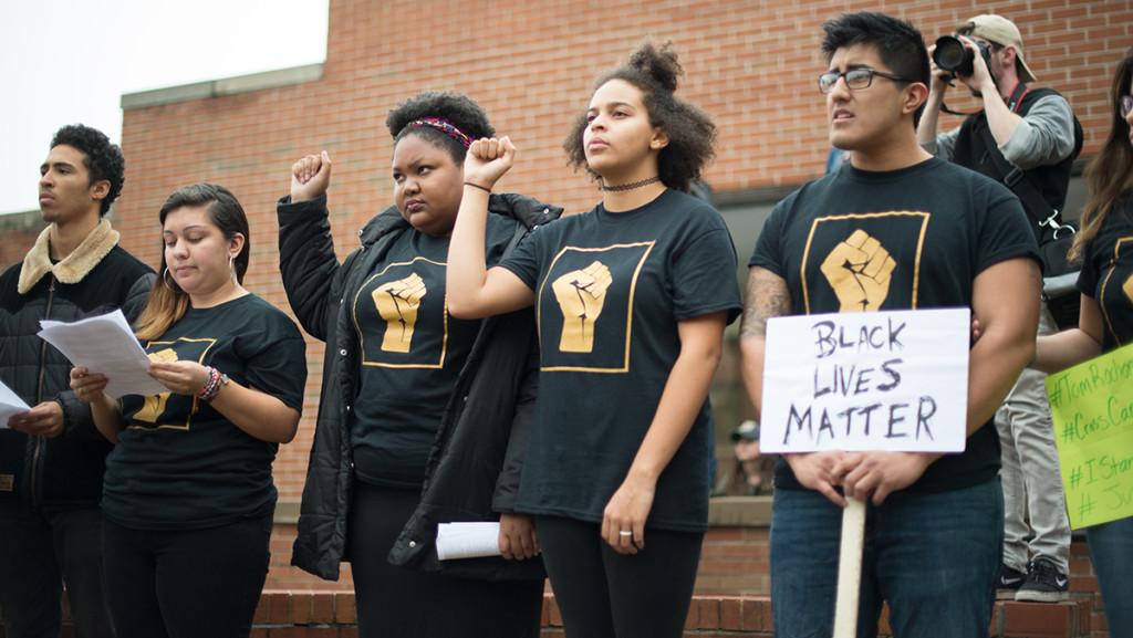 Members of POC at IC lead the demonstration Nov. 11. Tommy Battistelli/The Ithacan