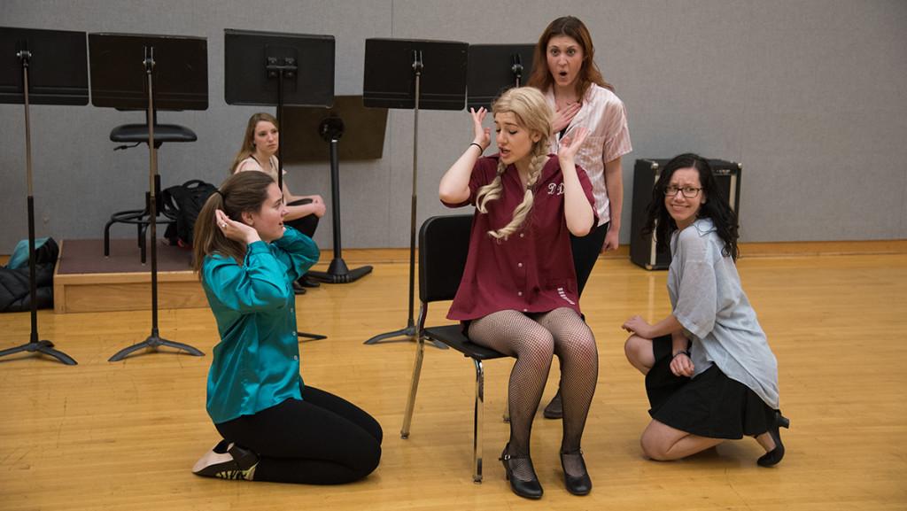 Performers in the show choir, Routine Disturbances, rehearse a number for their upcoming Fall 2015 showcase, “I’m THAT Girl” on Dec. 11. Routine Disturbances is in its third year, but this is the first time the group has been made up of only females. 