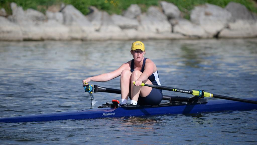 Emily Morley ’16 competes in sculling Sept. 27, 2015 on the Cayuga Inlet. She represented the Bahamas in the single sculling event at the Rio de Janeiro Olympic Games. 