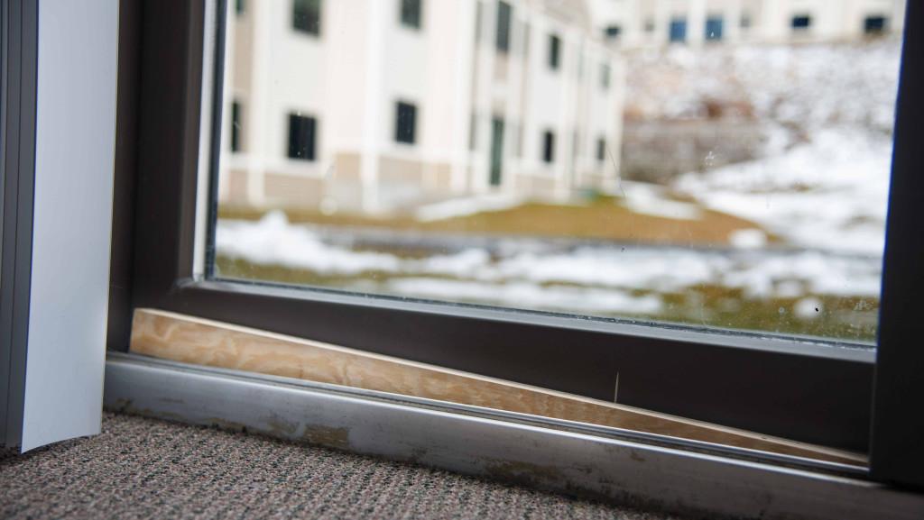 Since the string of incidents over winter break, students have been offered the option to pick up wooden blocks to be inserted inside the track of their sliding doors. The wooden block forces the door into the closed position without requiring expensive modifications.