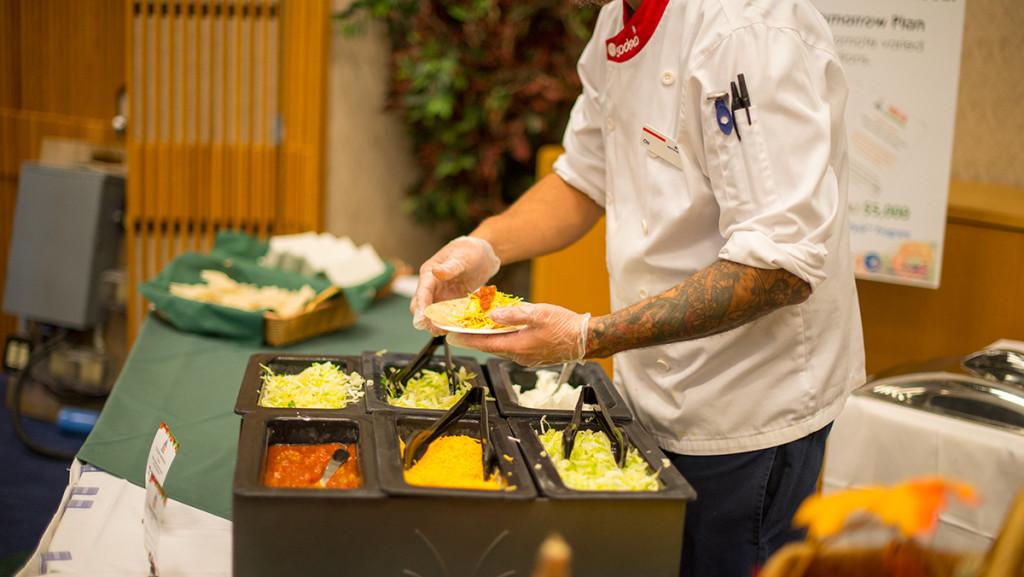 Members of the Ithaca College administration proposed policy revisions, specifying appropriate usage of catering and entertainment funds. Here, the Sodexo caters Food Frenzy in Emerson Suites Oct. 30.