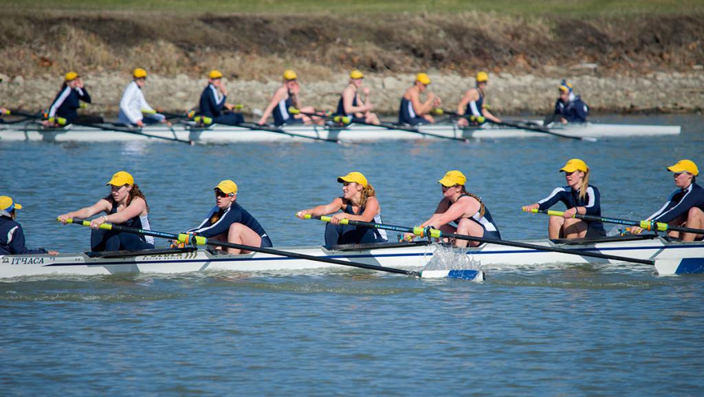The womens varsity eight competes March 26 at the Cayuga Inlet against William Smith College. 