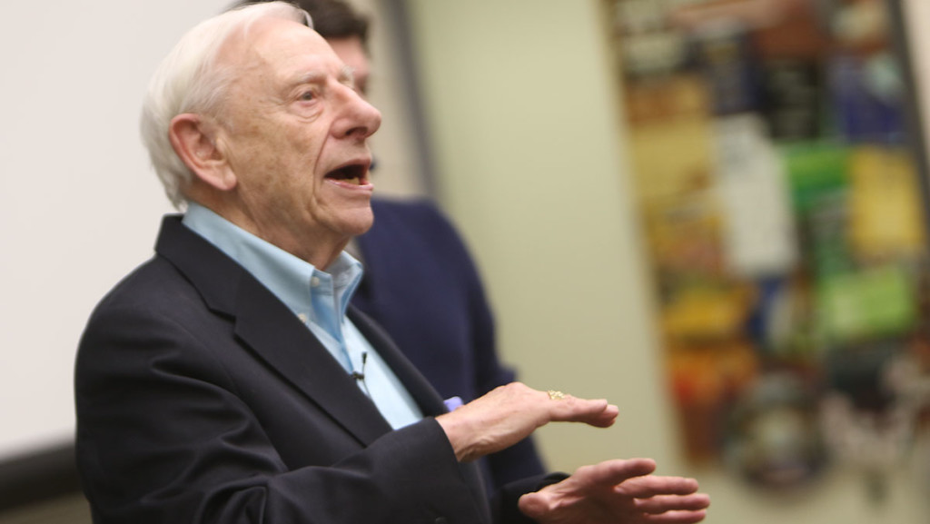 Holocaust survivor Fred Heyman, spoke to a group of approximately 100 students and faculty of the college before a screening of “Be an Upstander,” which tells Heyman’s story.