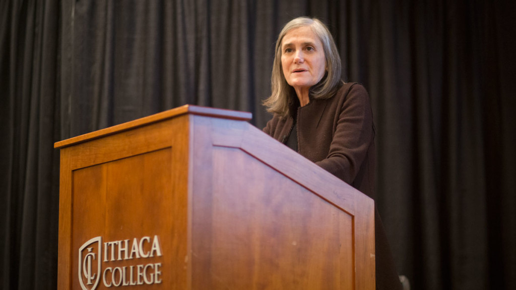 Amy Goodman, the third inductee into the I. F. Stone Hall of Fame, spoke at the eigth annual Izzy Awards in 2016. 