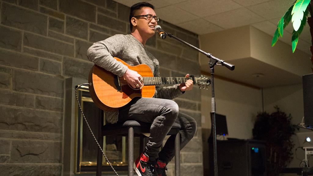 YouTube artist J.R. Aquino performs an acoustic song during his performance at Ithaca College April 21. 