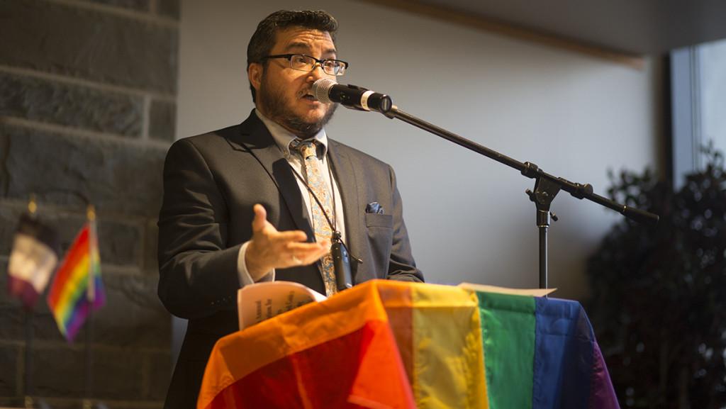 Luca Maurer shared a speech with the crowd during the 14th annual Rainbow Reception April 15.
