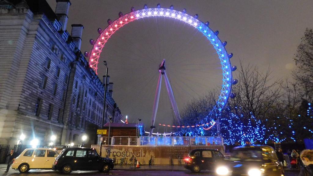 The London Eye was lit up with the colors of the French flag the week of the November 2016 terrorist attacks in Paris. Ithaca College London Center students have been reported safe following an attack outside of British Parliament in London March 22. 