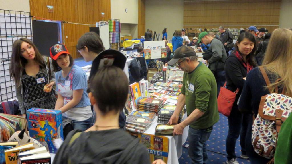Comic book fans of all ages wander around the Emerson Suites at last years Ithacon. The 2017 convention on March 25–26 will feature sketch workshops, cosplay contests and childrens activities.