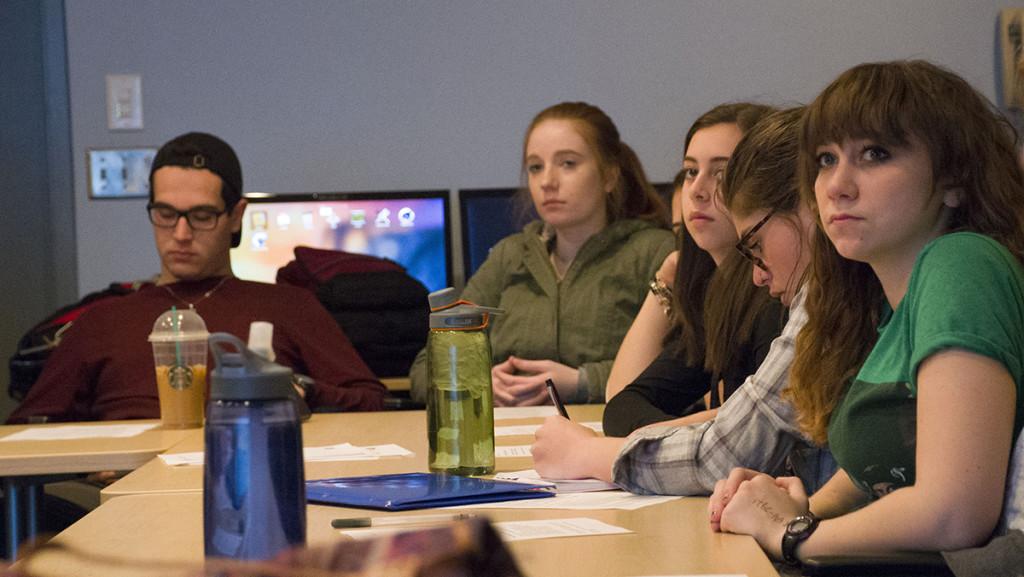 Presentation and Graphic Design, an integrated marketing communications course, meets April 12 in the Roy H. Park School of Communications. IMC is one of many media majors at Ithaca College that is dominated by women, care-related majors also tend to be women-dominated.