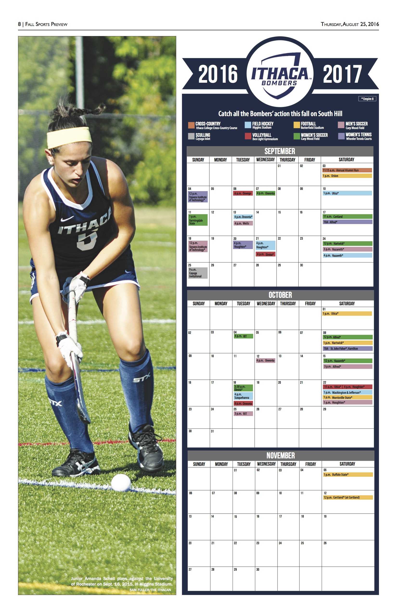 Ithaca College fall sports schedule