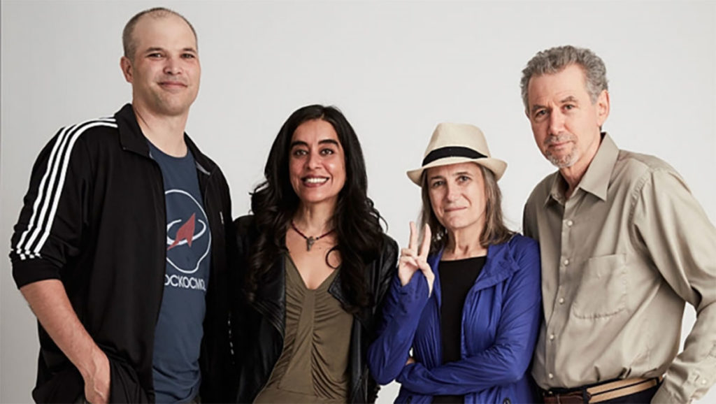 From left, journalists Matt Taibbi, Nermeen Shaikh, Amy Goodman and associate professor Jeff Cohen were involved in the documentary, All Governments Lie.