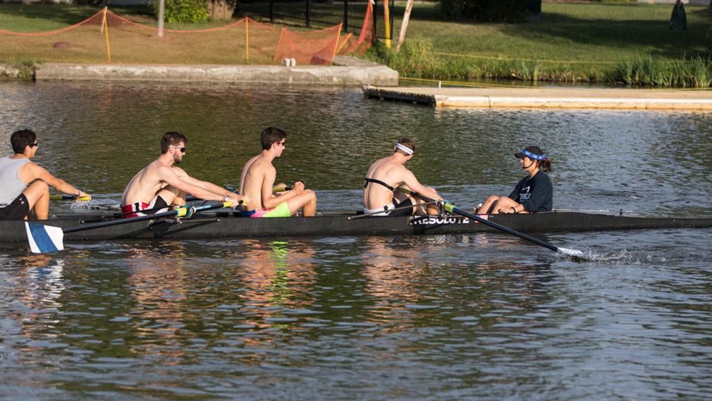 Senior+Sydney+Eckstein+practices+with+her+boat+Sept.+19+on+the+Cayuga+Inlet.+She+has+been+the+coxswain+for+the+mens+rowing+team+for+the+past+three+seasons.+